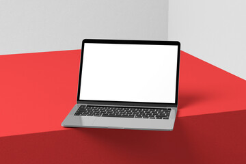 3d mockup laptop minimalist with white screen 