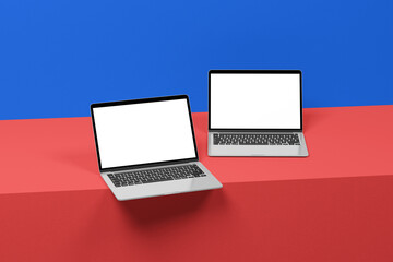 minimalist laptop mockup with blank screen 