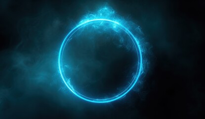 A glowing blue ring on a black background