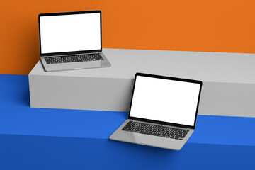 minimalist laptop mockup with white screen 