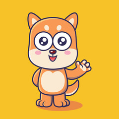 Cute dog shiba inu animal cartoon character vector Illustration.