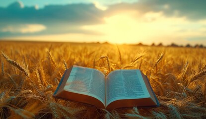 An open Bible in the field