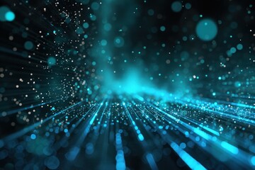 Fototapeta premium Blue light lines on the background of space