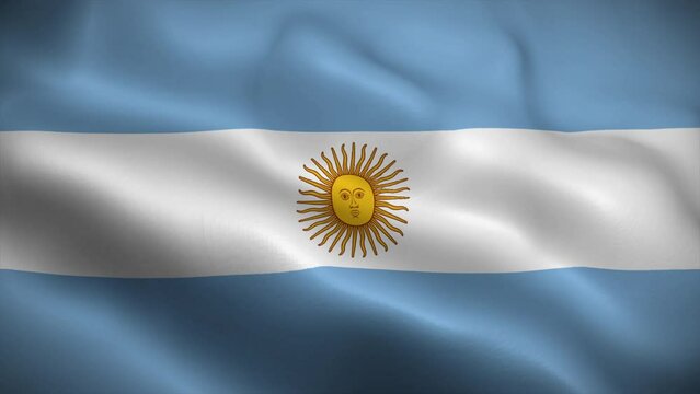 Argentina flag waving animation, perfect loop, official colors, 4K video