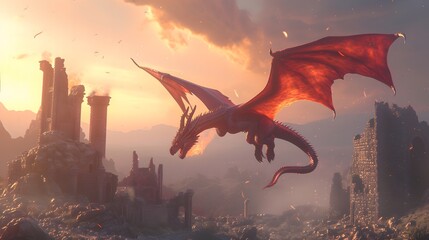 dragon soaring through a mystical sky