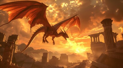 dragon soaring through a mystical sky