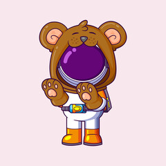 Cute astronaut Wearing Bear Costume