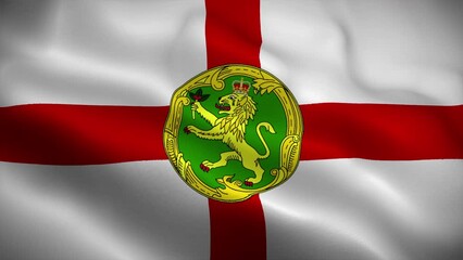 Alderney flag waving animation, perfect loop, official colors, 4K video