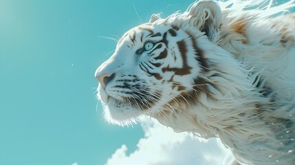 Majestic White Tiger in the Clouds