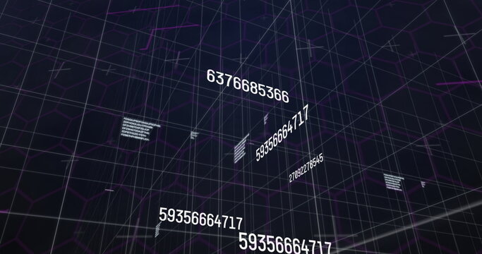Image of numbers changing over grid in background