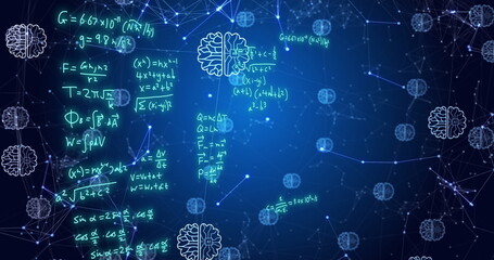 Image of ai data processing over connections with icons