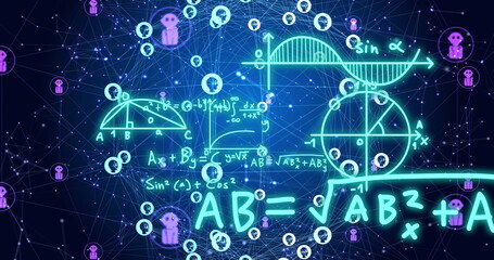 Image of ai data processing over connections with icons