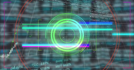 Futuristic stock market data on a digital screen, with copy space