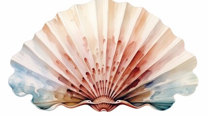 Watercolor shell drawing on a white background. Underwater art - obrazy, fototapety, plakaty