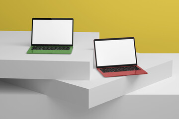 laptop device mockup with white screen