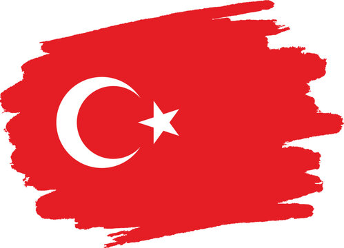 Turkiye flag painted with brush
