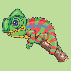 Vector cute colorful chameleon animal character cartoon vector illustration