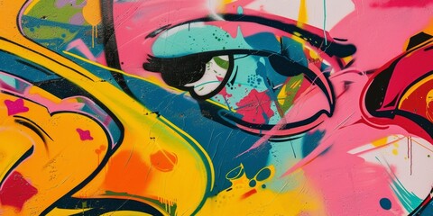 Vibrant graffiti splashes, with an array of intense colors and shapes