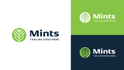 Modern Mind Leaf with Digital Wire Line Dots For Business Brand Inspiration Logo Design