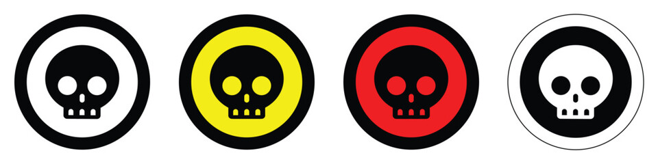 danger circle shapes skull warning sign of caution hazard traffic toxic poison icon symbol vector flat badges emblems design for website mobile isolated on white Background
