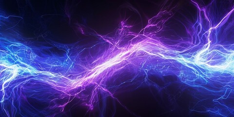 Electric plasma streams, with bright, flowing currents of purple and blue energy