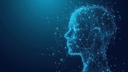 Obraz premium Digital human profile. The concept of artificial intelligence and data analytics.