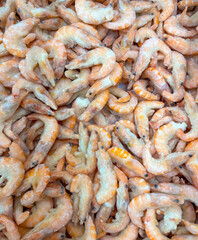 Shrimp on the counter in the market