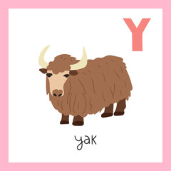 Yak. Letter Y. English alphabet for kids. Vector illustration.