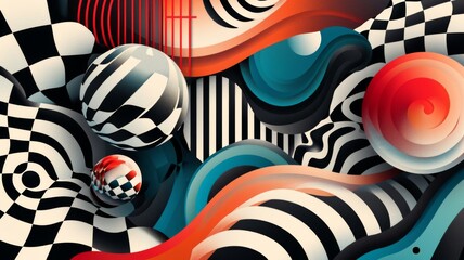 Fototapeta premium Background with optical illusion in minimal style