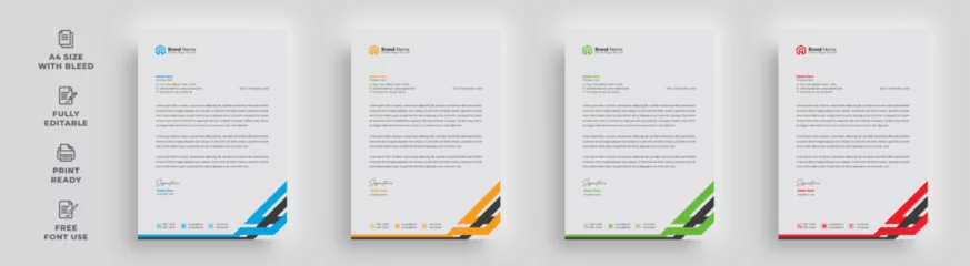 Fotobehang letterhead corporate business flyer A4 size paper creative advertising official abstract eye-catching newsletter magazine brochure poster template design with a logo © AZBIDSGNX