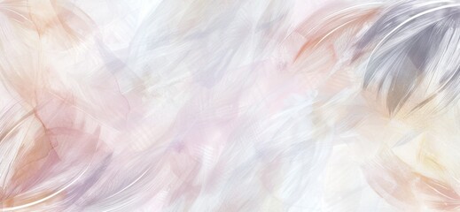 Ethereal feather strokes, with soft, sweeping lines in delicate pastels