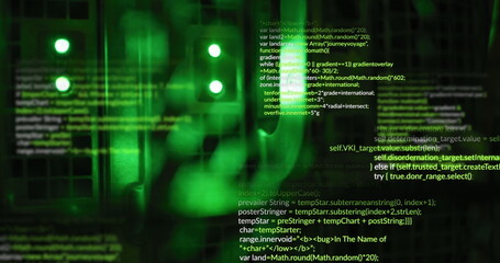 Image of data processing on black background