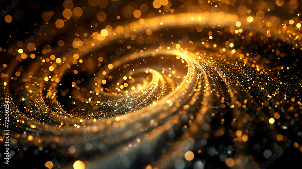 Wall mural glitter abstract background of golden particles in the form of a spiral golden ratio