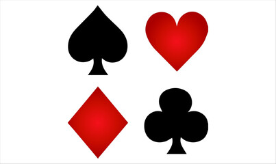 Club and diamond heart, playing cards with hearts