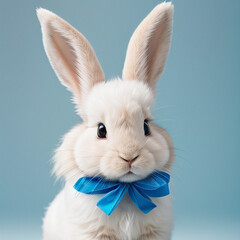 Obraz premium white rabbit on blue background