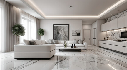 White-colored living room, kitchen, bedroom, indoor neck-up design, indoor neck-up interior, beautiful house, white house