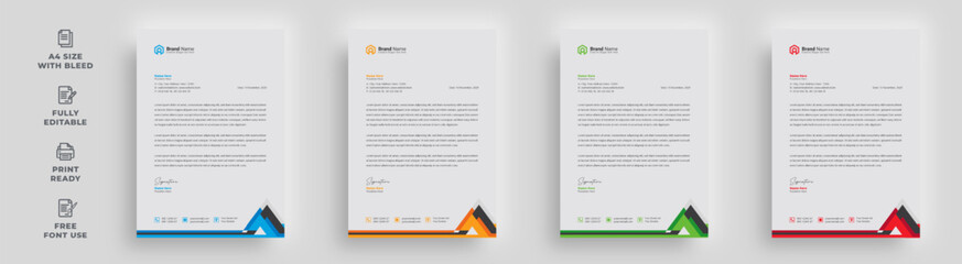letterhead corporate flyer creative company official unique shape layout advertising promotional minimal a4 size poster magazine brochure template design with a logo - obrazy, fototapety, plakaty