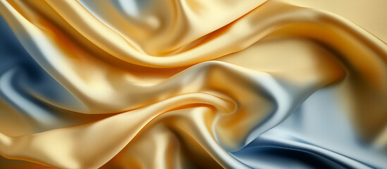 Luxurious golden satin fabric, elegantly draped.