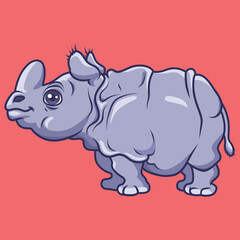 Vector cute rhinoceros animal character cartoon vector illustration