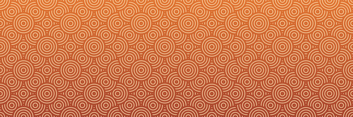 Orange Asian Circle Seamless Pattern, Traditional Rounded Mandala Background, Asian and Arabic Inspired Vector