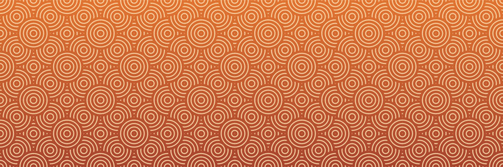 Orange Asian Circle Seamless Pattern, Traditional Rounded Mandala Background, Asian and Arabic Inspired Vector