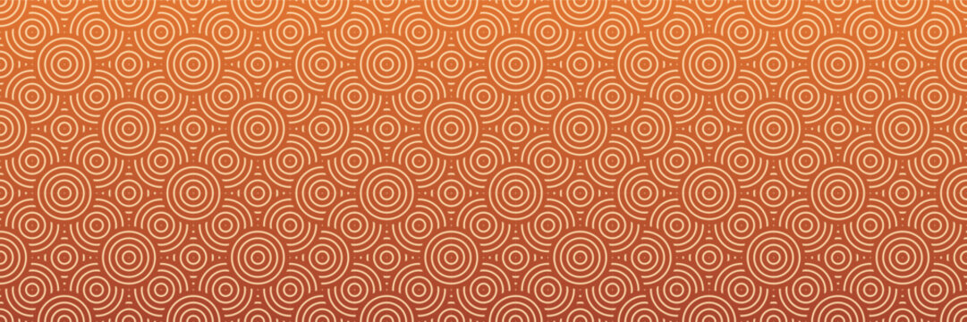 Orange Asian Circle Seamless Pattern, Traditional Rounded Mandala Background, Asian and Arabic Inspired Vector