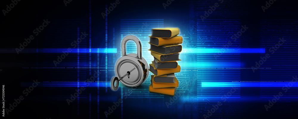 Poster 3d rendering folder protected lock