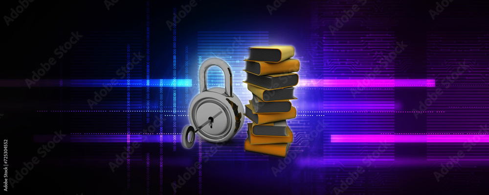 Poster 3d rendering folder protected lock