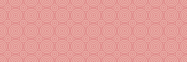 Fototapeta na wymiar Pink Seamless Circles, Traditional Classic Asian Rounded Design for Retro Textile, Background and Wallpaper