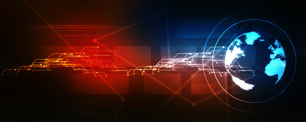 2d illustration Abstract futuristic electronic circuit technology background
