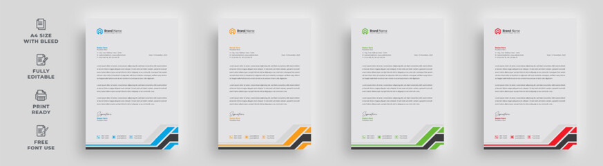letterhead flyer business corporate official professional trendy newest minimal single page newsletter magazine poster template design with logo - obrazy, fototapety, plakaty