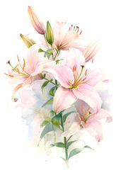 Obraz na płótnie Canvas watercolor lilies,Generative AI