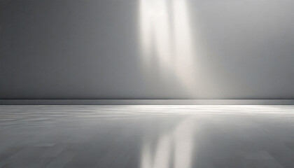 Light Gray Wall and Sleek Flooring with Captivating Light Reflections.