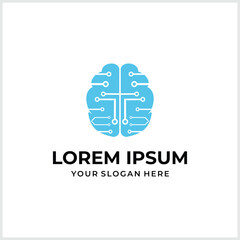 brain connection logo design. Creative smart brain technology logo collection.